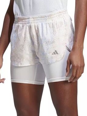 NWT Adidas Run Fast 2-in-1 Liner Women’s Active Shorts White Gray Small $69